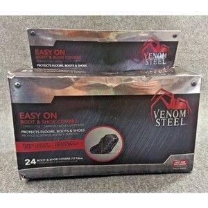 New Venom Steel Disposable Boot And Shoe Covers, Black, One Size, 24 Ct.